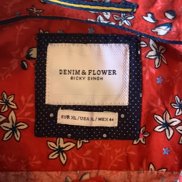 Denim & Flower Dress Shirt - Picture 2 of 4